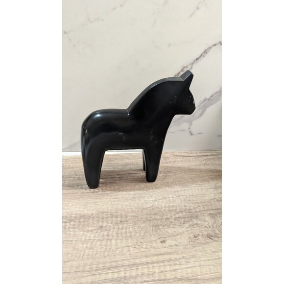 Ikea Black Wooden Horse Figurine statue Large 11"x 9.5" Swedish - Picture 7 of 10